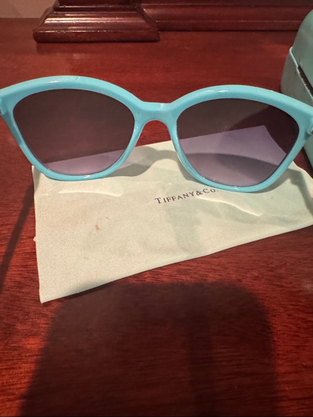 Tiffany & Co. Two-Tone Cat Eye Sunglasses in Tiffany Blue and Black - Picture 3 of 6